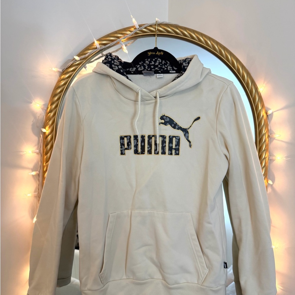 Puma Leopard & Cream Hoodie with Logo